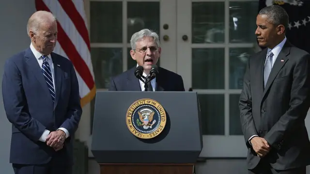 Joe Biden, Merrick Garland y Barack Obama.