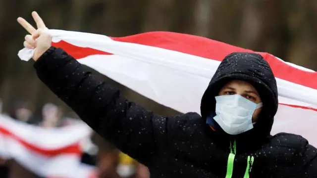 Протестующий в Беларуси