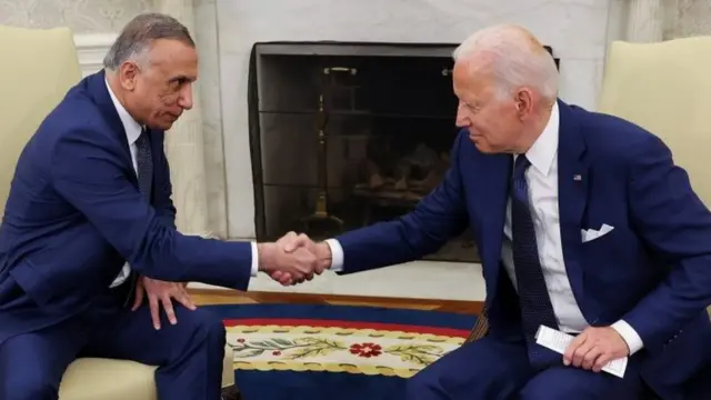 Irak Başbakanı Kazımi (solda) ve ABD Başkanı Biden, Beyaz Saray'da bir görüşme gerçekleştirdi