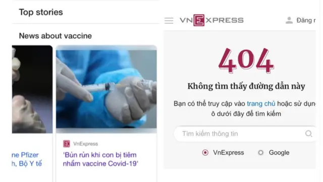 Bài báo của Vnexpress bị gỡ bỏ