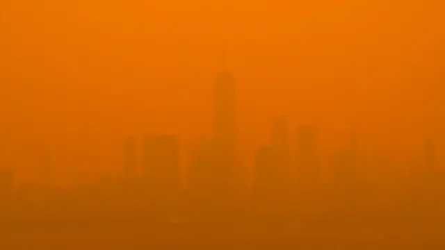 NYC smoke haze seen via EarthCam