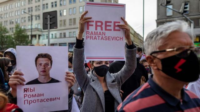 Демонстрация в поддержку Романа Протасевича в Кракове