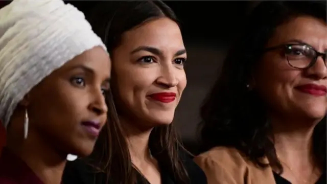 Rep Ilhan Omar, Alexandria Ocasio-Cortez of Queens, New York, na Rashida Tlaib