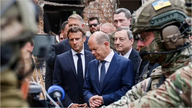Macron, Scholz and Draghi visit Irpin, 16 June 2022