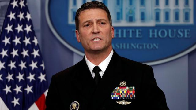 White House physician Ronny Jackson answers question about US President Donald Trump's health after the president's annual physical at the White House in Washington, 16 January 2018