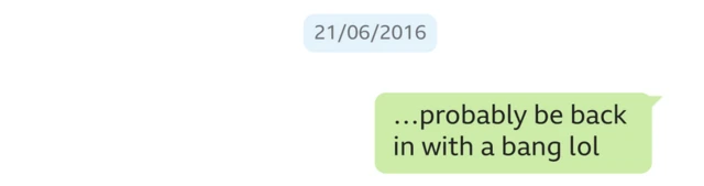 Pesan dari Lucy Letby, bertanggal 21 06 2016.