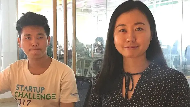 RecyGlo co-founders Shwe Yamin Oo (right) and Soe Moe Aung
