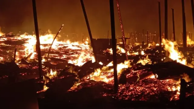 Marine base plank market fire