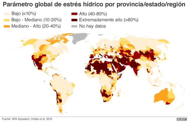 Mapa global de estrés hídrico