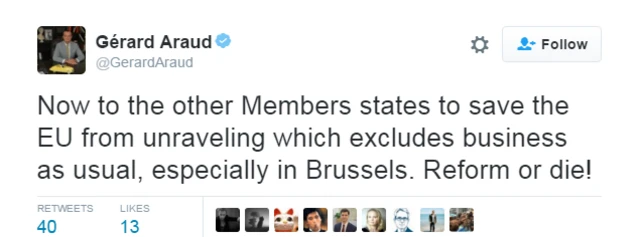 Tweet de Gérard Araud