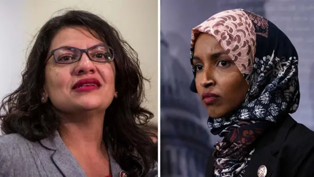 Rashida Tlaib (bidix) iyo Ilhaan Cumar