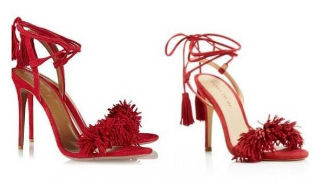 Davaya konu olan ayakkabılar. Soldaki İtalyan markası Aquazzurra'ya ait, sağdaki Ivanka Trump'ın şirketine ait model.