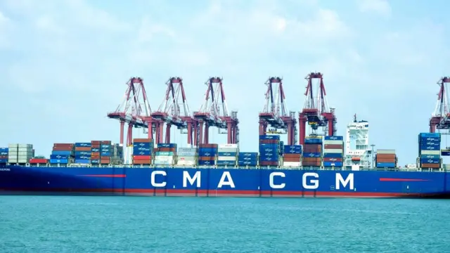 Cargo ship at a port in China