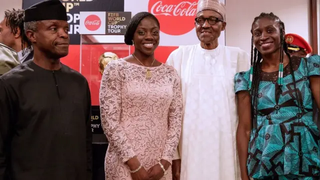 Igbakeji aarẹ orilẹede NAijiria, Yẹmi Ọsibajo ati Aarẹ Buhari ati awọn ọmọ ikọ Bobsliegh Naijiria