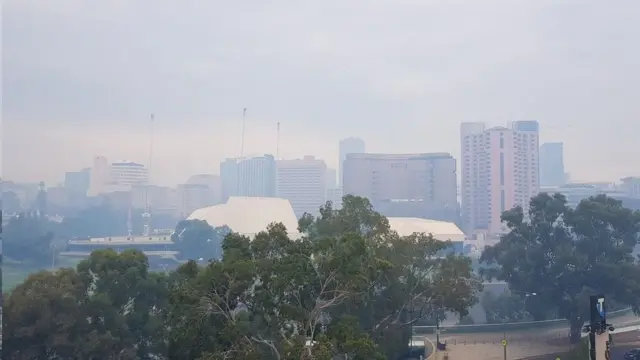 دود ناشی از آتش‌سوزی‌های جنگلی در آدلاید استرالیا