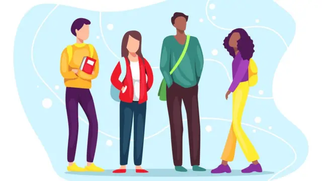 Teenagers standing and talking