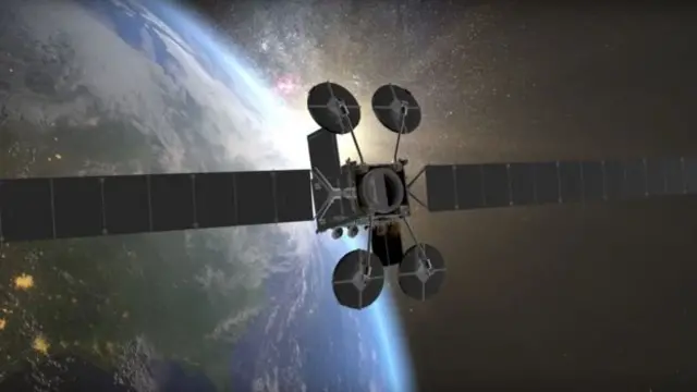 ภาพศิลปะ: เวียแซท-2 จะโคจรที่จุดซึ่งอยู่เหนือเส้นศูนย์สูตร 36,000 กม. และอยู่ที่ตำแหน่ง 69 องศาตะวันตก