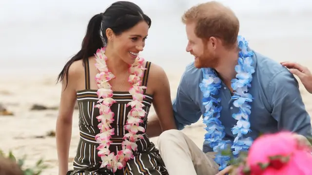 Гарри и Меган на пляже