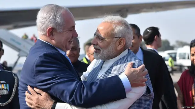 ఇజ్రాయెల్ ప్రధాని బెంజమిన్ నెతాన్యహు, భారత ప్రధాని నరేంద్ర మోదీ