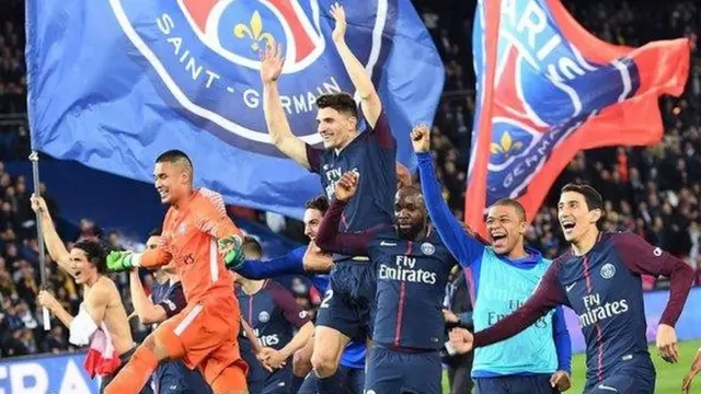 'Yan wasan PSG na murna