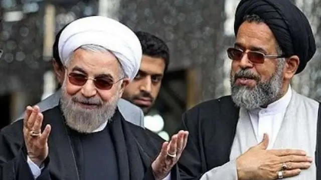 از راست محمود علوی وزیر اطلاعات و حسن روحانی رئیس جمهور ایران