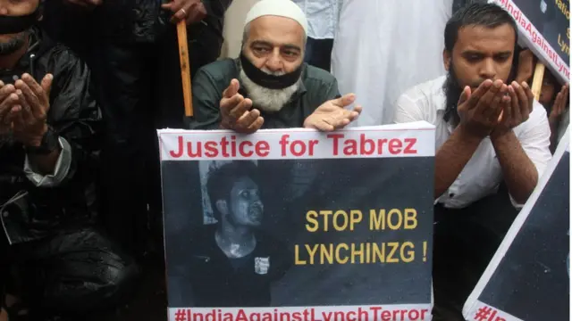 A Muslim protest in Mumbai on 28 June against the recent mob lynching of Tabrez Ansari in Jharkhand state