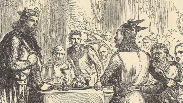 Король Нарольд Годвинсон получает известие о нормандском вторжении.