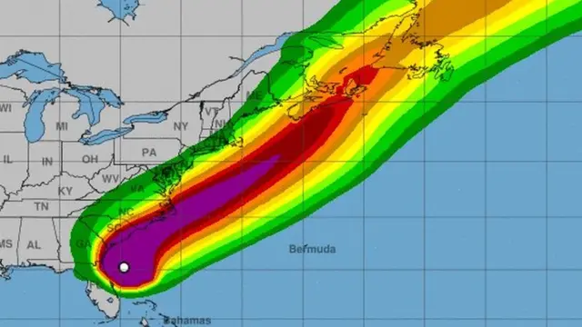 La trayectoria pronosticada de Dorian