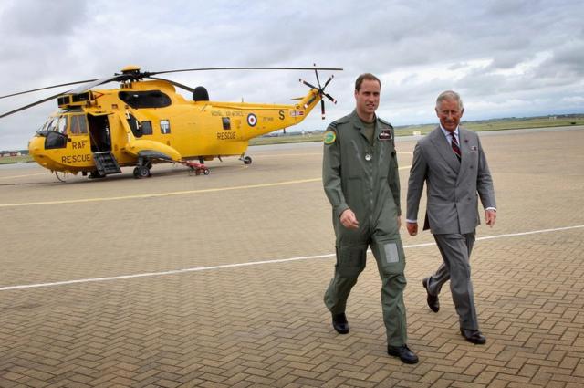 Duke of Cambridge showing the Prince of Wales at RAF Valley on Anglesey