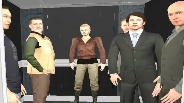 Sanal gerçeklikle yaratılmış asansördeki kişiler