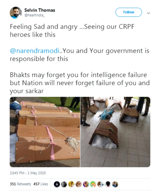 இந்த அட்டை பெட்டிகளில் இருப்பது பாதுகாப்புப் படை வீரர்களின் உடல்களா?