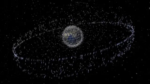 Planeta Tierra con escombros