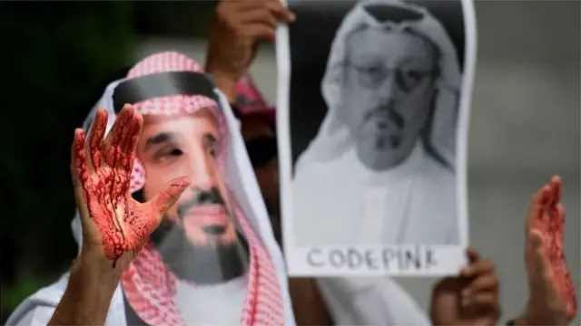 খাসোগজি হত্যাকাণ্ডের পর ওয়াশিংটনে সৌদি দূতাবাসের সামনে বিক্ষোভ, অক্টোবর ৮, ২০১৮