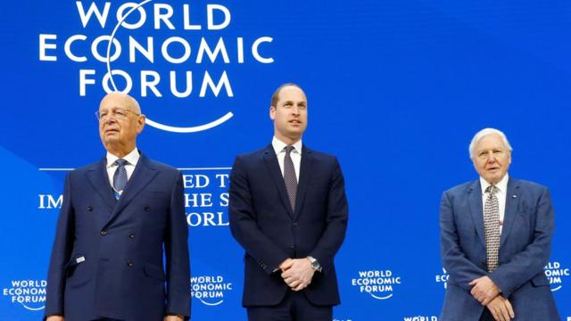 Hoàng tử Anh William (Giữa) tham dự Davos 2019 ngày 22/1