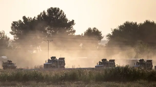Turkish armoured vehicles near Akcakale, in Sanilurfa province, Turkey (9 October 2019)