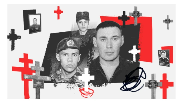 صورة مركبة لوجوه الجنود الروس وعلامات القبور