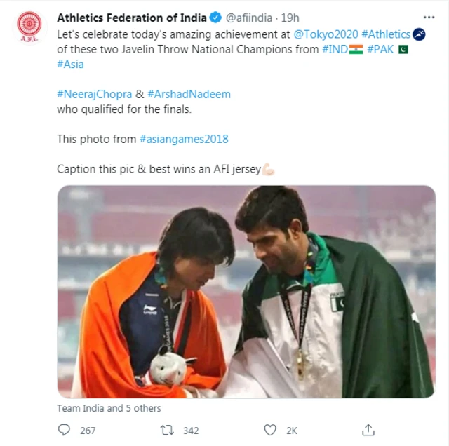 ارشد ندیم، نیرج چوپڑا