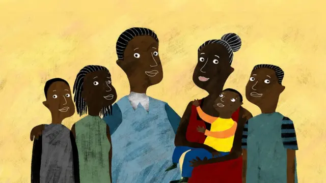 Zanen Julius da matarsa da 'ya'yansa hudu