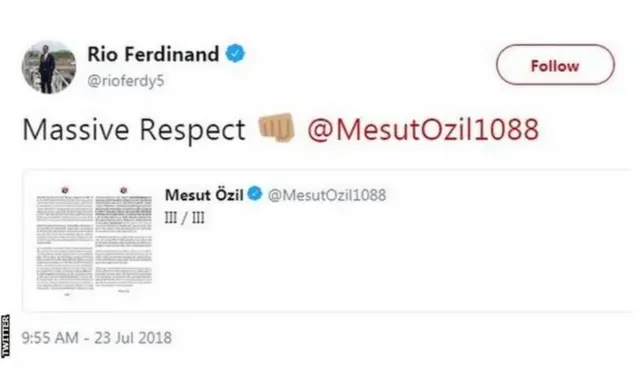 ริโอ เฟอร์ดินานด์ โพสต์แสดงความคารวะต่อเออซิล