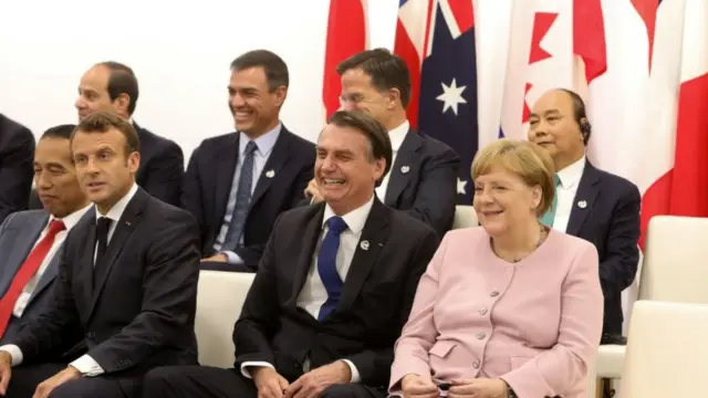 Bolsonaro, Macron e Angela Merkel