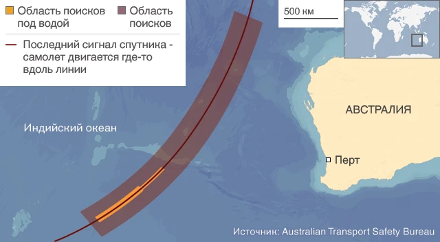 Карта поисков лайнера