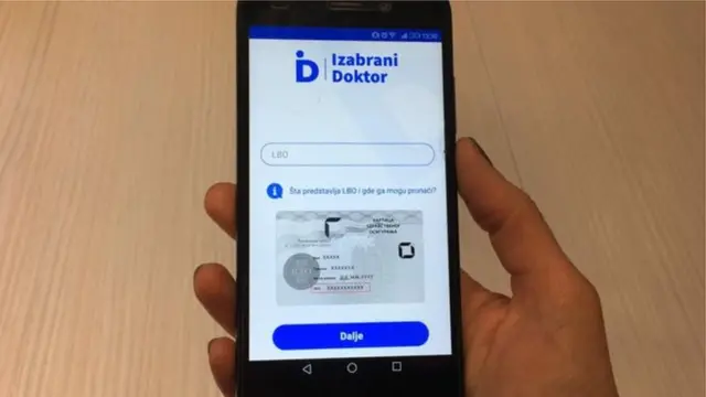 Ekran telefona sa aplikacijom Izabrani doktor