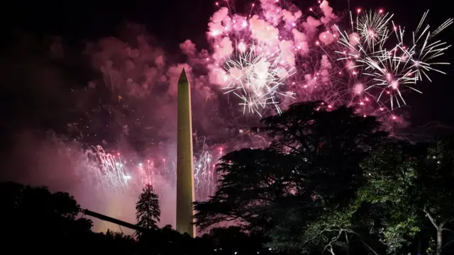 特朗普演说当晚，华盛顿上演了烟火汇演。