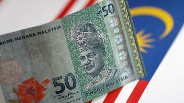 马来西亚令吉钞票与国旗