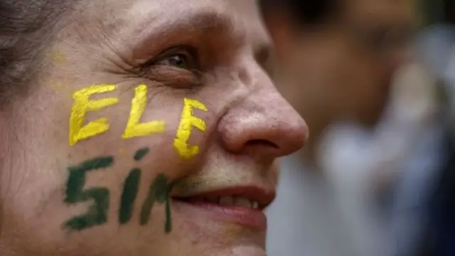 Manifestante pró-Bolsonaro no movimento Ele Sim