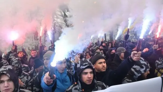 Far-right activists in Ukraine have been demanding martial law