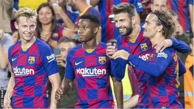 Frenkie de Jong, Ansu Fati ati Antoine Griezmann