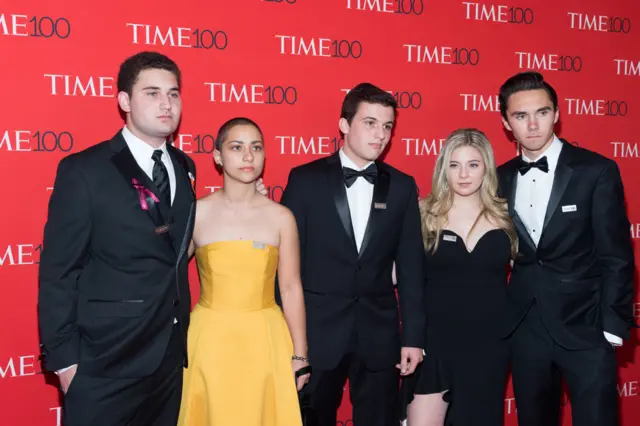 Alex Wind, Emma Gonzalez, Cameron Kasky, Jaclyn Corin y David Hogg