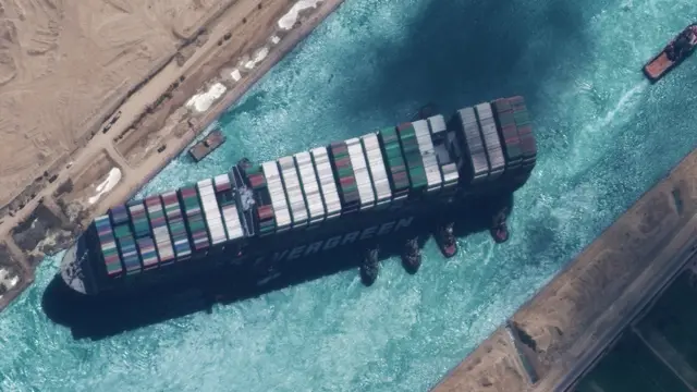 Evergreen boat stuck in Suez Canal