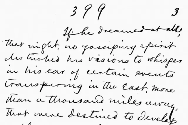 Una hoja del manuscrito de "La Era Dorada", de Mark Twain.